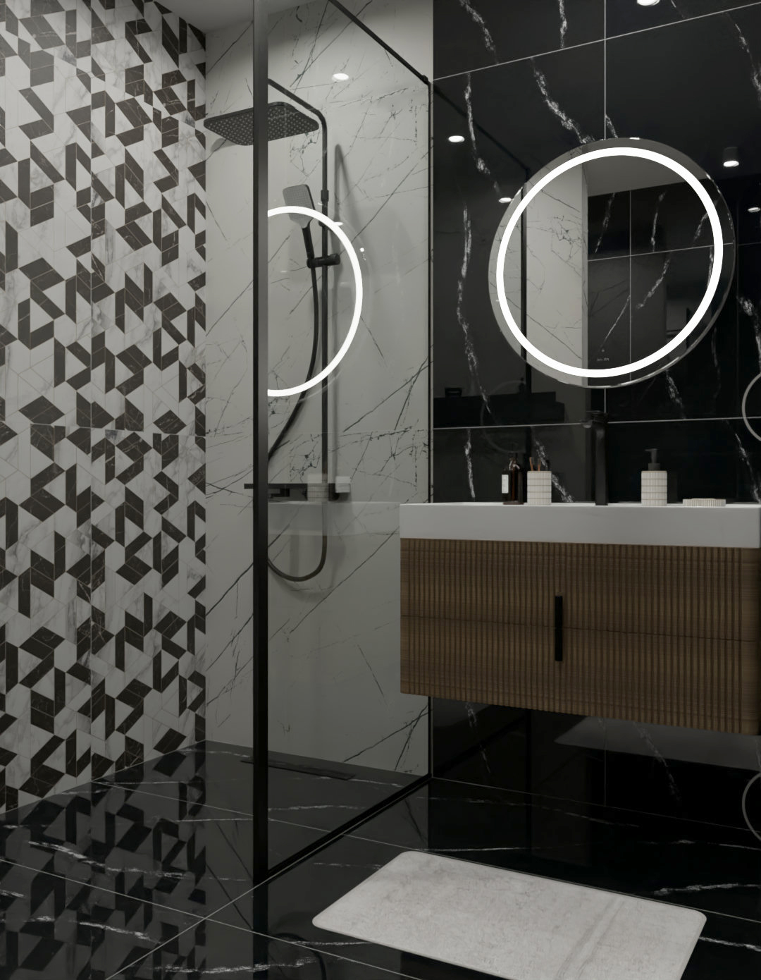 Golden Wave Nero+Agatha White+Mosaic Nero