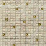 Мозайка Glass Микс 2028 мрамор беж молоч-золото чип 15*15