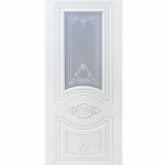 Дверь Моцарт ДО 900 Эмаль RAL 9010+ патина серебро (фото,белое,рис.серебро)